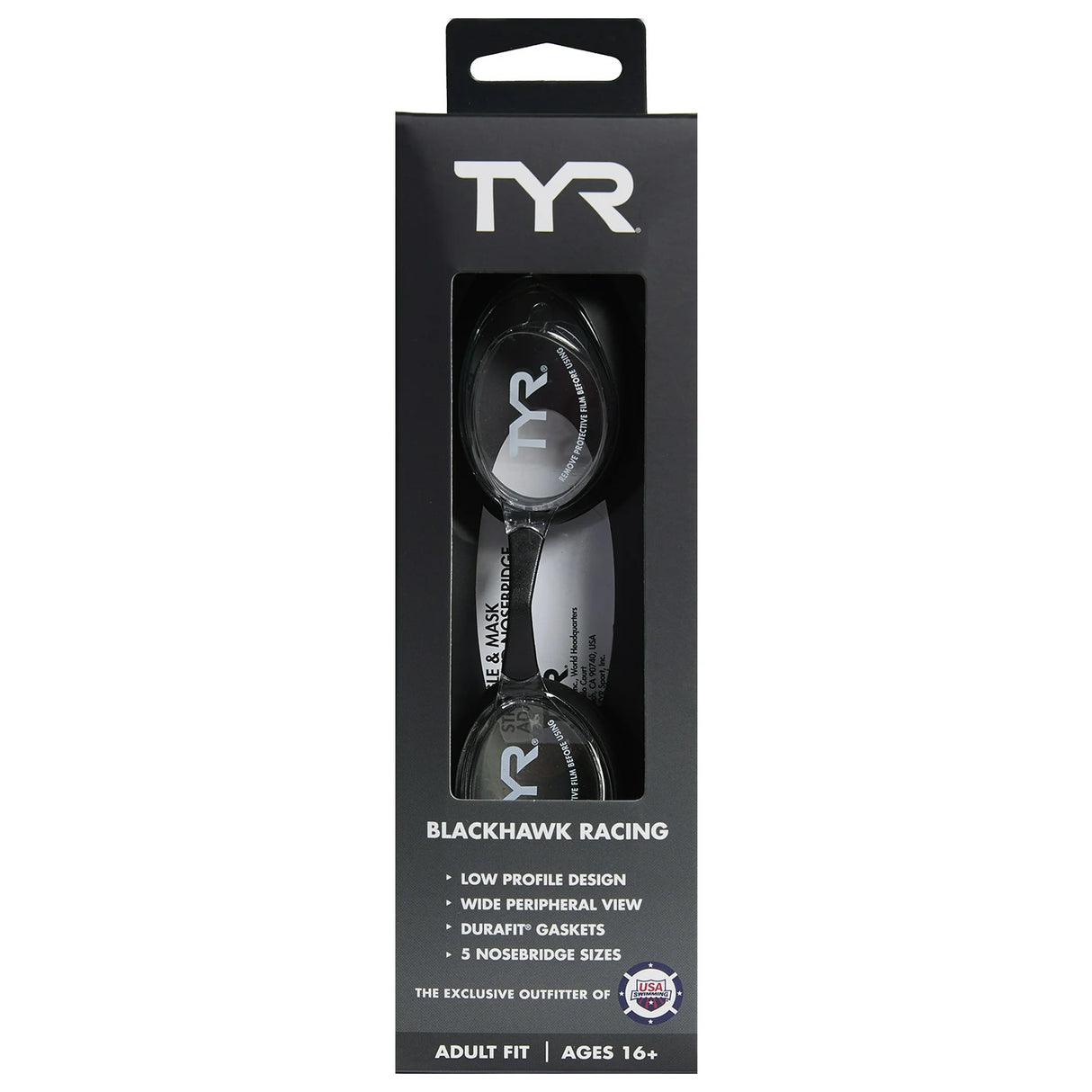 Lentes de natación Blackhawk Racing TYR - Clear/Black