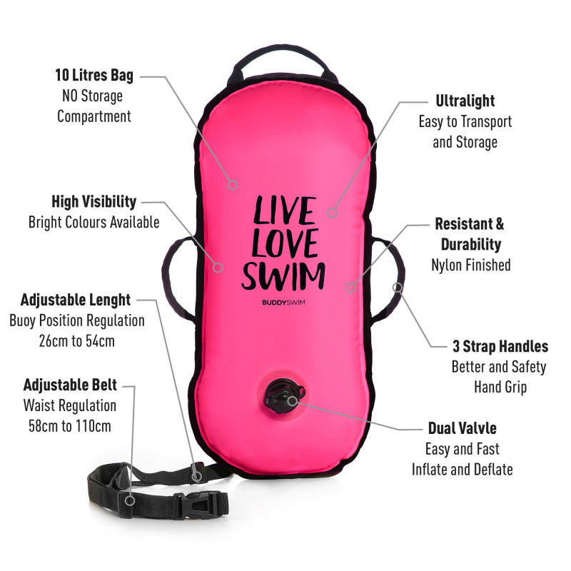 Boya para aguas abiertas BuddySwim Ultralight 10 litros - Pink