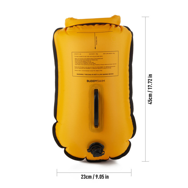 Boya para aguas abiertas BuddySwim Drybag 20 litros - Yellow