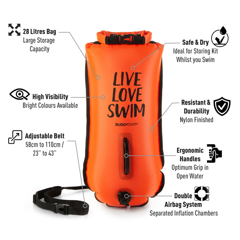 Boya para aguas abiertas BuddySwim 28 lts - Orange