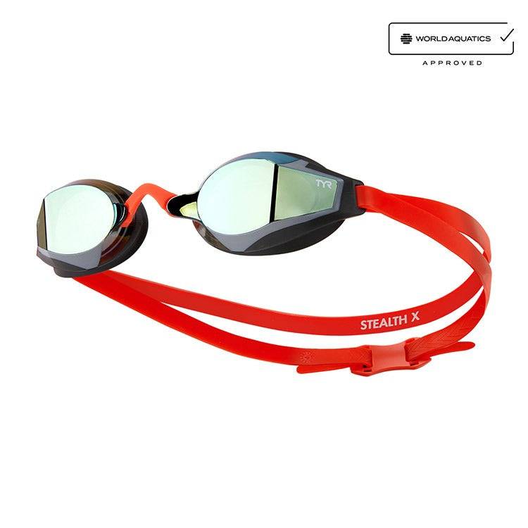Lentes de natación TYR Stealth-X Race Mirrored - Rainbow/Red