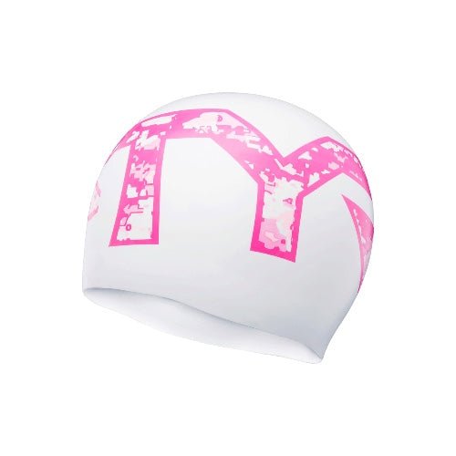 Gorro natación TYR Logo - Pink/White - Barlovento natación