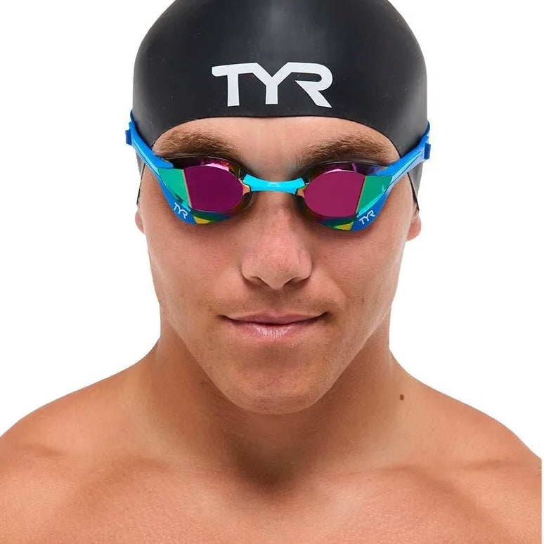 Lentes de natación TYR Tracer-X Elite Mirrored - Blue/Turquoise - Barlovento natación