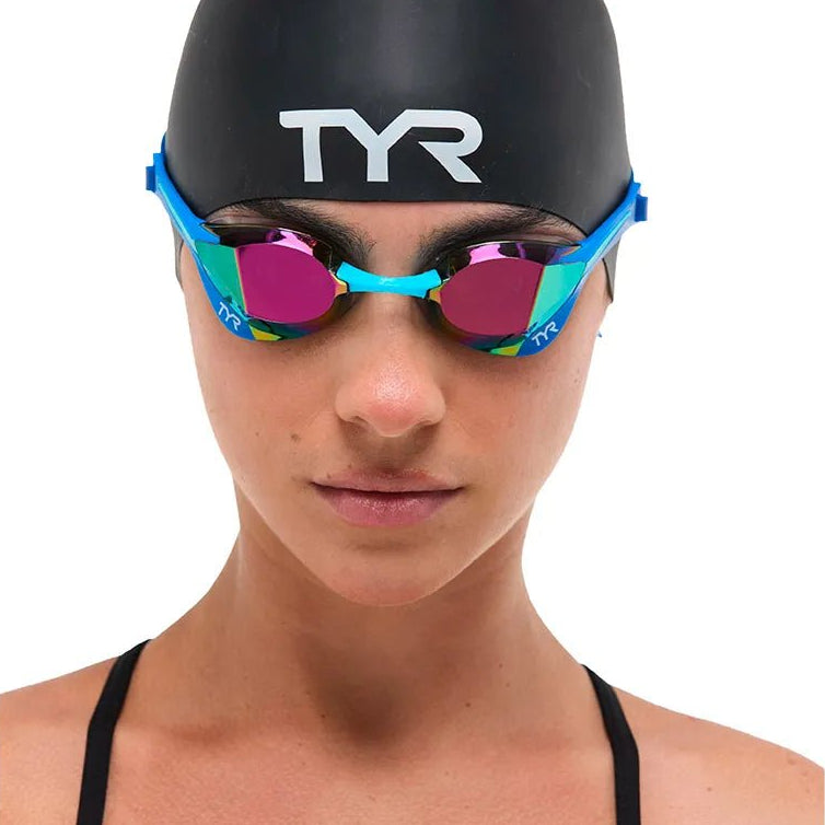 Lentes de natación TYR Tracer-X Elite Mirrored - Blue/Turquoise - Barlovento natación