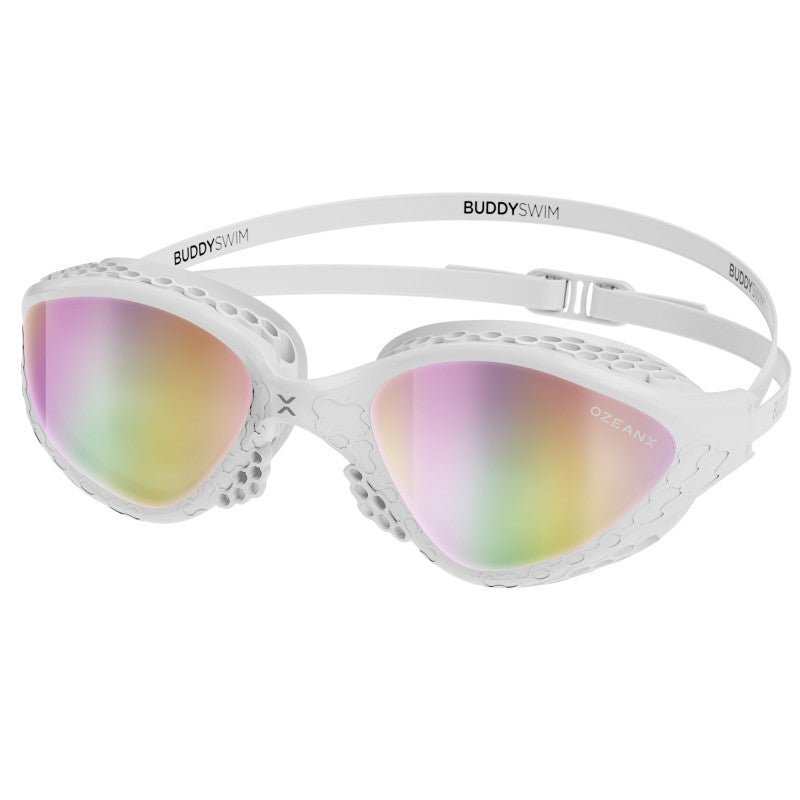Lentes para aguas abiertas Buddyswim OzeanX - White/Iridium Mirror - Barlovento natación