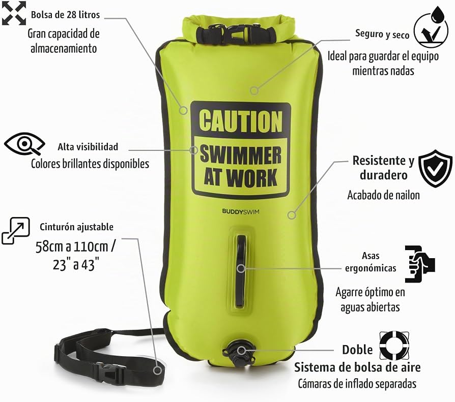 Boya para aguas abiertas BuddySwim 28 lts - Yellow