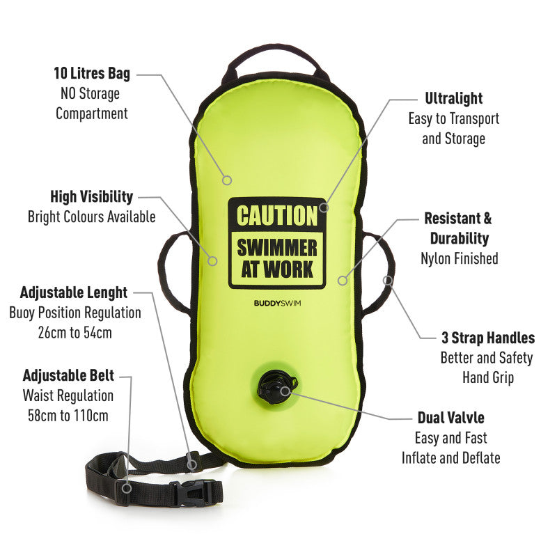 Boya para aguas abiertas BuddySwim Ultralight 10 litros - Lime