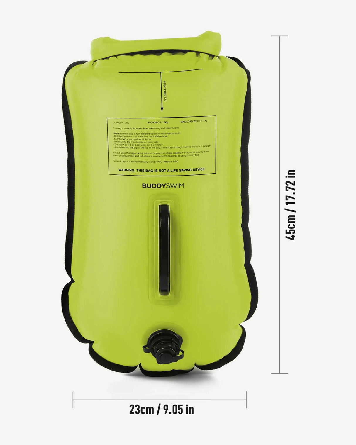 Pack boya 20 lts + gorro para aguas abiertas BuddySwim - Lime
