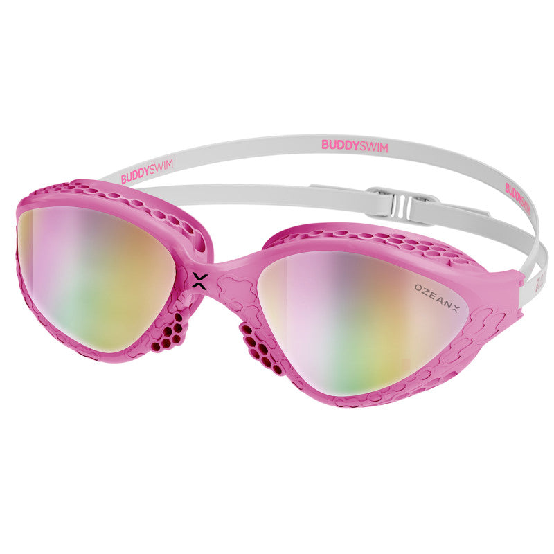 Lentes para aguas abiertas Buddyswim OzeanX - Pink,White/Iridium Mirror