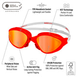 Lentes para aguas abiertas Buddyswim OzeanX - Red,White/Orange Mirror