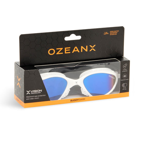 Lentes para aguas abiertas Buddyswim OzeanX - White/Blue Mirror