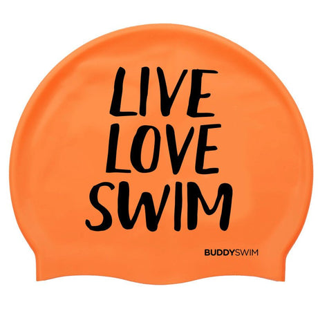 Gorro de natación Buddyswim Live, Love, Swim - Orange - Barlovento natación