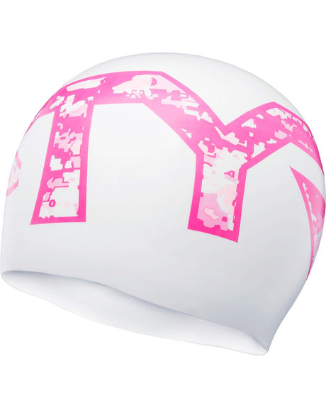 Gorro natación TYR Logo - Pink/White - Barlovento natación