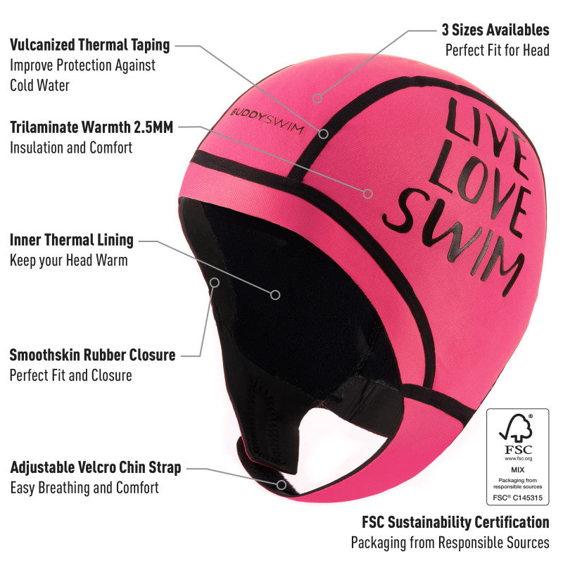 Gorro Neopreno Buddyswim Trilaminate Warmth 2.5mm - Pink