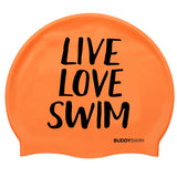 Gorro de natación Buddyswim Live, Love, Swim - Orange