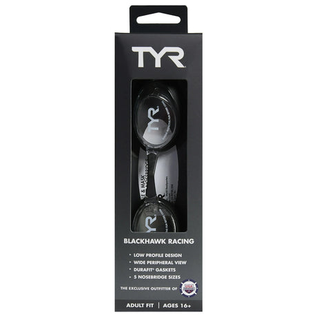 Lentes de natación Blackhawk Racing TYR - Clear/Black - Barlovento natación