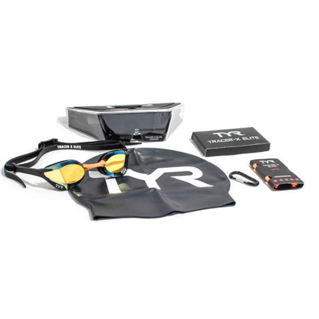 Lentes de natación TYR Tracer-X Elite Mirrored - Gold/Orange - Barlovento natación