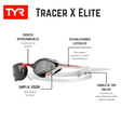 Lentes de natación TYR Tracer - X Elite - Smoke/Red - Barlovento natación