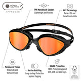 Lentes para aguas abiertas Buddyswim OzeanX - Black/Orange Mirror - Barlovento natación