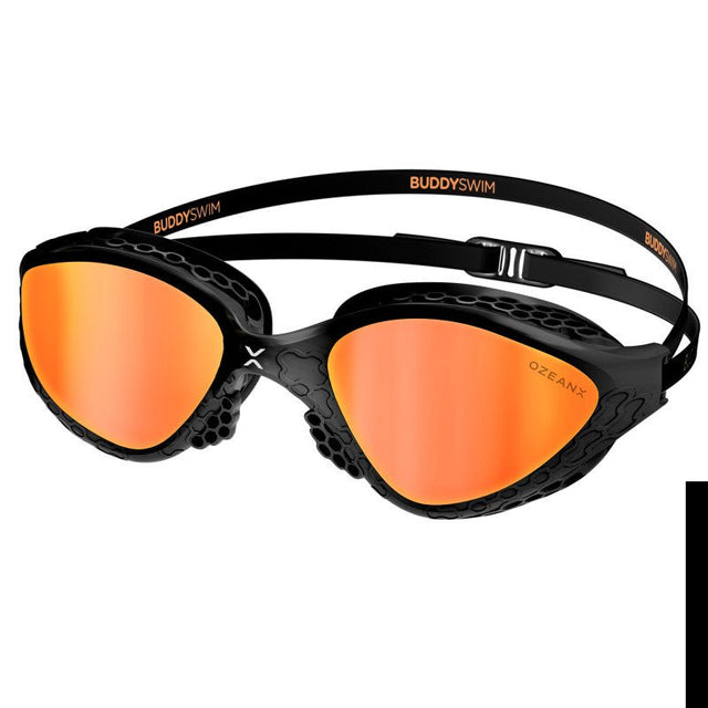 Lentes para aguas abiertas Buddyswim OzeanX - Black/Orange Mirror - Barlovento natación