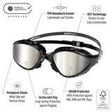 Lentes para aguas abiertas Buddyswim OzeanX - Black/Silver Mirror - Barlovento natación
