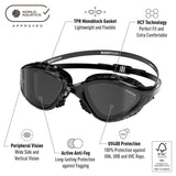 Lentes para aguas abiertas Buddyswim OzeanX - Black/Smoke Ahumadas - Barlovento natación