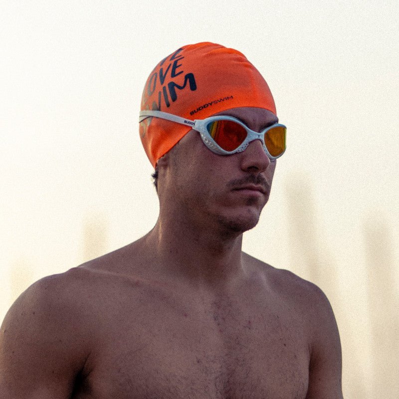 Lentes para aguas abiertas Buddyswim OzeanX - White/Orange Mirror - Barlovento natación