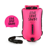 Pack boya 20 lts + gorro para aguas abiertas BuddySwim - Pink - Barlovento natación