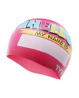 Gorro natación TYR "Hello my name is" - Pink